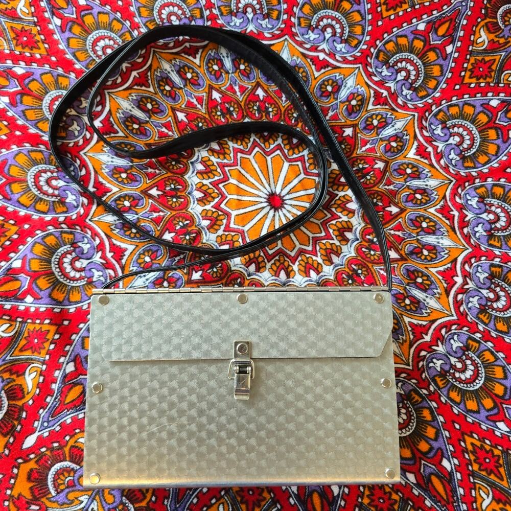 Authentic Wendy Stevens Stainless Steel and Leather Crossbody